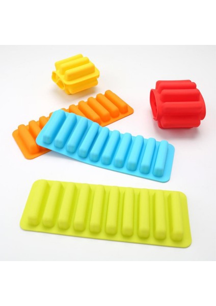 Yeşil 10 Izgaralar Uzun Şerit Şekli Silikon Buz Küpü Kalıp Diy Pişirme Kalıp Buz Küpü Makinesi Silikon Sosis Hot Dog Su Şişesi Kalıp (Yurt Dışından) fırsatları