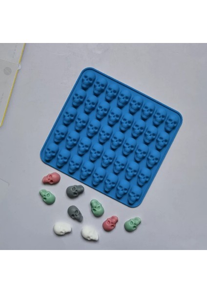 Mavi 40 Hücreler 3D Kafatası Buz Küpü Kalıp Silikon Buz Küpü Tepsi Buz Küpü Makinesi Dıy Viski Kokteyl Buz Topu Kalıp Çikolata Pasta Kalıp (Yurt Dışından) fırsatları