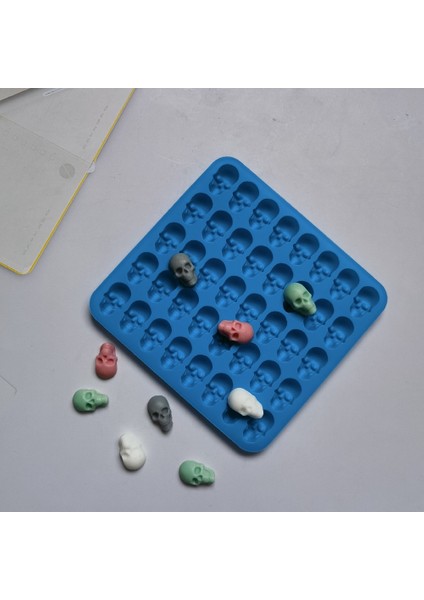 Mavi 40 Hücreler 3D Kafatası Buz Küpü Kalıp Silikon Buz Küpü Tepsi Buz Küpü Makinesi Dıy Viski Kokteyl Buz Topu Kalıp Çikolata Pasta Kalıp (Yurt Dışından) indirimleri