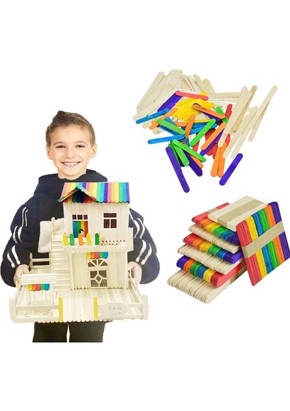 B07 50 Adet Çok Boyutlu Renkli Ahşap Dondurma Çubuğu Doğal Ahşap Dondurma Çubuğu Çocuklar Dıy Dondurma Çubuğu Mutfak Aksesuarları (Yurt Dışından) modelleri