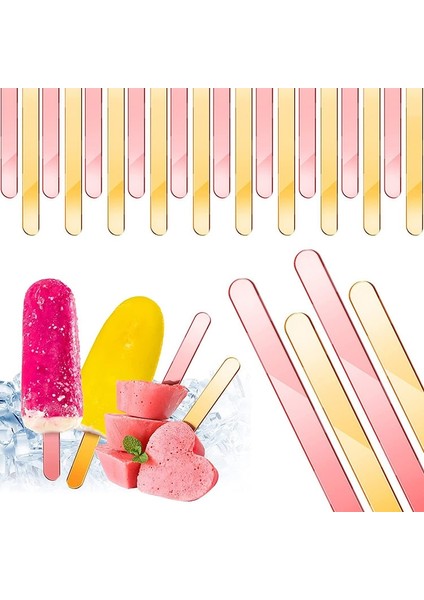 Şeffaf 50 Adet 20/50/100 Adet Şeffaf Akrilik Dondurma Çubuğu Renkli Gıda Sınıfı Çikolata Lolipop Buz Küpü Tutucu Popsicle Mutfak Aksesuarları (Yurt Dışından) indirimleri