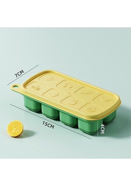 Sarı Gıda Sınıfı Silikon Buz Izgarası Mutfak Gadge Tek Tuşla Basın Tipi Buz Kalıbı Dondurucu Yeniden Kullanılabilir Yaratıcı Dıy Kalıp Kare Konteyner (Yurt Dışından)