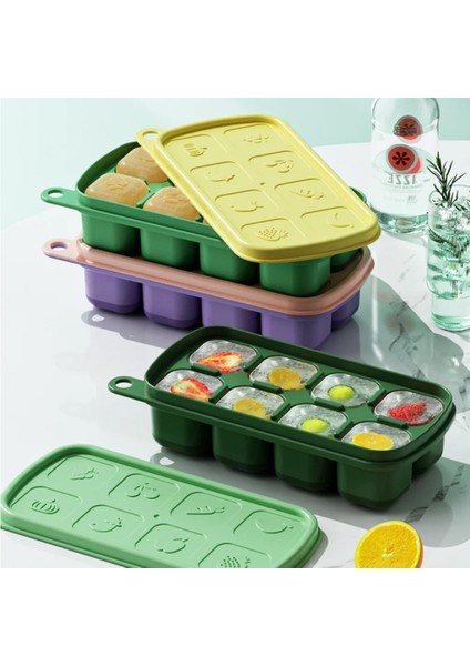Sarı Gıda Sınıfı Silikon Buz Izgarası Mutfak Gadge Tek Tuşla Basın Tipi Buz Kalıbı Dondurucu Yeniden Kullanılabilir Yaratıcı Dıy Kalıp Kare Konteyner (Yurt Dışından) fiyatları