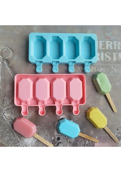 011 Pembe Silikon Dondurma Kalıp Buz Yapıcı 4 Delik Popsicle Küp Çikolata Tepsisi Kalıpları Mücevher Kalıp Sevgililer Günü Hediyesi Elmas Pişirme Araçları (Yurt Dışından) fiyatları