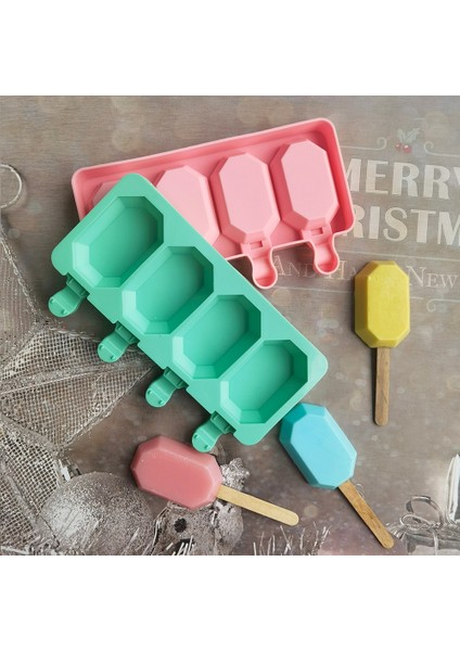 011 Pembe Silikon Dondurma Kalıp Buz Yapıcı 4 Delik Popsicle Küp Çikolata Tepsisi Kalıpları Mücevher Kalıp Sevgililer Günü Hediyesi Elmas Pişirme Araçları (Yurt Dışından) fırsatları