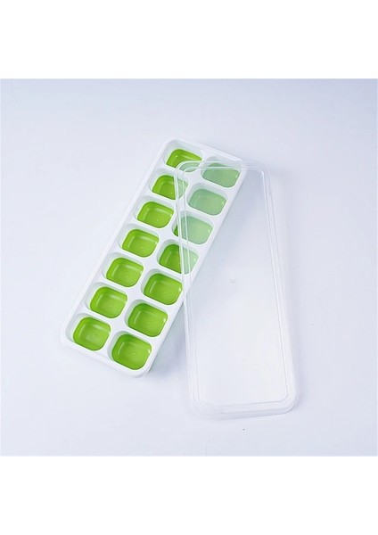 Yeşil 14 Izgara Buz Küpü Tepsi Istiflenebilir Silikon Buz Kalıbı Çıkarılabilir Kapaklı Kolay Serbest Bırakma Kokteyl Dondurucu Mutfak Aletleri (Yurt Dışından)