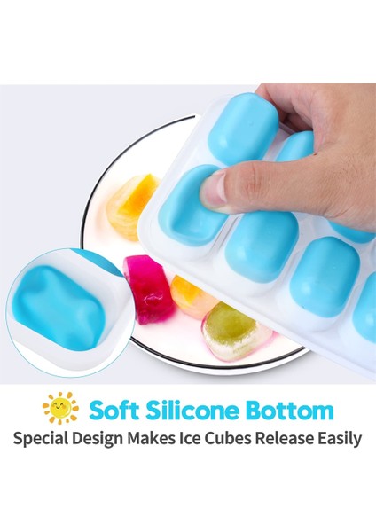 Yeşil 14 Izgara Buz Küpü Tepsi Istiflenebilir Silikon Buz Kalıbı Çıkarılabilir Kapaklı Kolay Serbest Bırakma Kokteyl Dondurucu Mutfak Aletleri (Yurt Dışından) fiyatları