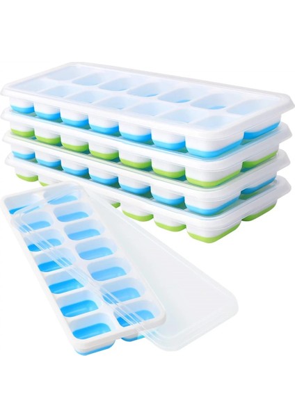 Yeşil 14 Izgara Buz Küpü Tepsi Istiflenebilir Silikon Buz Kalıbı Çıkarılabilir Kapaklı Kolay Serbest Bırakma Kokteyl Dondurucu Mutfak Aletleri (Yurt Dışından) indirimleri