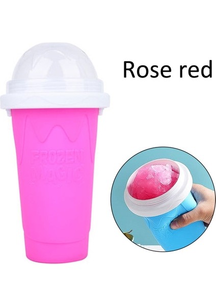 Gül Kırmızı Silikon Hızlı Dondurulmuş Dondurma Makinesi Sıkma Bardak Sıkma Hızlı Soğutma Bardak Milkshake Şişesi Smoothie Kupası Sihirli Slushy Maker (Yurt Dışından)