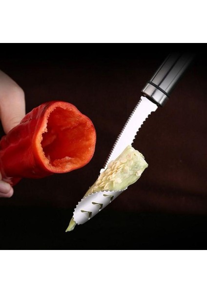 Şerit Biber Tohumu Tart Sökücü Sebze Aracı Paslanmaz Çelik Jalapeno Salatalık Tırtıklı Kenar Kaplama Gadget Mutfak Aksesuarları (Yurt Dışından) fiyatları