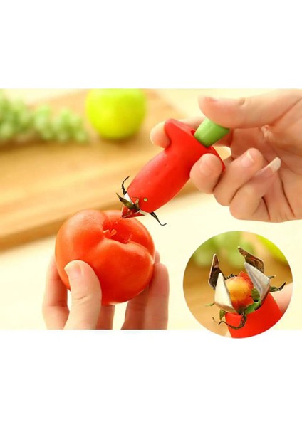 2 Adet 2/1 Adet Çilek Soyucular Metal Plastik Meyve Yaprağı Sökücü Domates Sapları Çilek Bıçak Kök Sökücü Mutfak Gereçleri Gadget (Yurt Dışından)