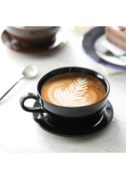 Kahve Rengi 1 Adet Yüksek Kaliteli Renkli Seramik Kahve Seti Kahve Fincanı ve Tabağı Sıraltı Düşük Porselen Cappuccino Latte Fincan 250 ml (Yurt Dışından)