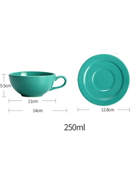 Kahve Rengi 1 Adet Yüksek Kaliteli Renkli Seramik Kahve Seti Kahve Fincanı ve Tabağı Sıraltı Düşük Porselen Cappuccino Latte Fincan 250 ml (Yurt Dışından)