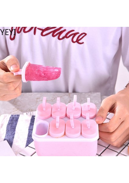 Mavi Kare Dondurma Makineleri Mutfak Aletleri Aksesuarları Pembe Buz Küpü Tepsi Kapaklı Çubukları Popsicle Kalıp Bar Partisi Için Yaz Alet (Yurt Dışından) modelleri