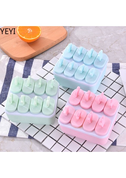 Mavi Kare Dondurma Makineleri Mutfak Aletleri Aksesuarları Pembe Buz Küpü Tepsi Kapaklı Çubukları Popsicle Kalıp Bar Partisi Için Yaz Alet (Yurt Dışından) fırsatları