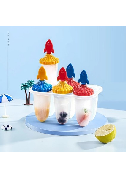 Roket Plastik Dondurma Kalıp Dıy Ev Yapımı Popsicle Kalıpları Dondurucu Suyu Yapımcısı Altı Delikli Tepsi Yaratıcı Popsicle Varil Kalıp (Yurt Dışından)