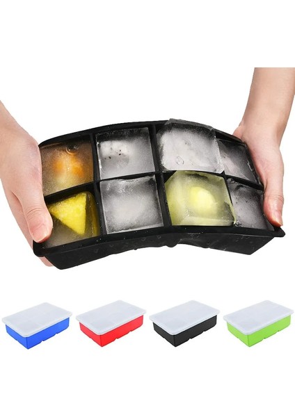 Koyu Mavi 4 Izgaralar Kapaksız 4/6/8 Izgaralar Büyük Buz Küpü Kalıbı Çok Renkli Kare Buz Tepsisi Kalıbı Büyük Cubitera Silikon Tepsi Kalıbı Buz Yapıcı Buz Küpü Tepsisi Mutfak (Yurt Dışından) fiyatları