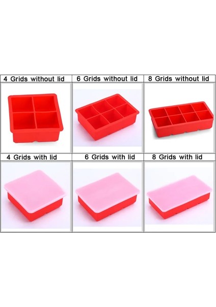 Koyu Mavi 4 Izgaralar Kapaksız 4/6/8 Izgaralar Büyük Buz Küpü Kalıbı Çok Renkli Kare Buz Tepsisi Kalıbı Büyük Cubitera Silikon Tepsi Kalıbı Buz Yapıcı Buz Küpü Tepsisi Mutfak (Yurt Dışından) indirimleri