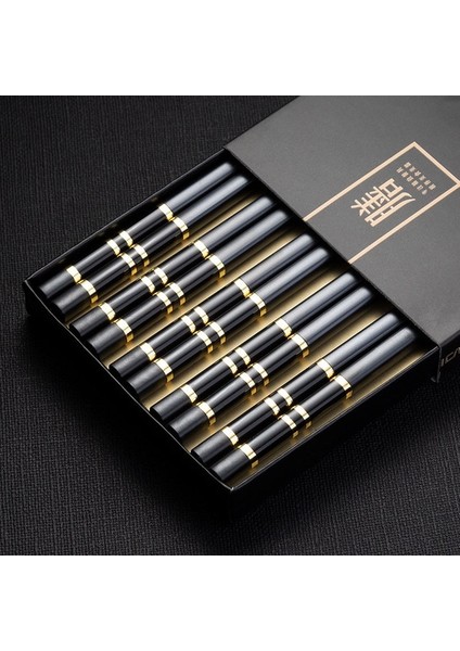 B 5 Çift Keyifli 5 Çift Çin Yemek Çubukları Kaymaz Yeniden Kullanılabilir Metal Kore Suşi Gıda Çubuklarını Alaşım Sağlıklı Sofra Seti (Yurt Dışından)