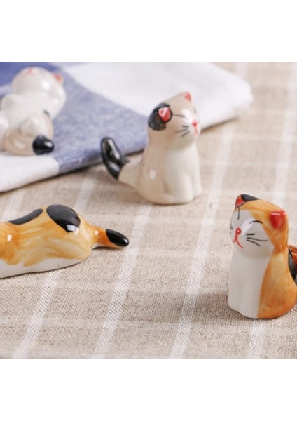 5 Pcs-04 5 Adet Sevimli Kedi Seramik Çubuklarını Tutucu Standı Güzel Tasarım Çubuk Raf Yastık Bakım Dinlenme Japon Tarzı Mutfak Sofra Araçları (Yurt Dışından)