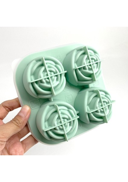 4 Delikli Yeşil 3D Gül Buz Kalıpları, Büyük Buz Küpü Tepsileri, 4/9 Dev Sevimli Çiçek Şeklinde Buz Yapın, Silikon Kauçuk Eğlenceli Büyük Buz Topu Yapıcı (Yurt Dışından)
