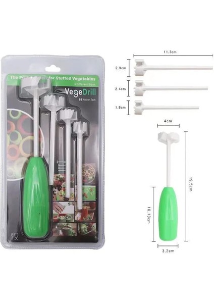 Blister Paket 4 Adet/takım Kabak ve Patlıcan Tart Sebze Spiral Kesici Kazma Cihazı Doldurulmuş Sebze Meyve Tart Araçları Spiralizer (Yurt Dışından)
