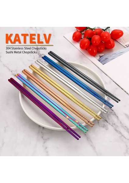 Gül Altın 304 Paslanmaz Çelik Metal Çubuklarını Sofra 1 Çift Kaymaz Çin Chopstick Suşi Çubukları Sofra Takımı Mutfak Aksesuarları (Yurt Dışından)