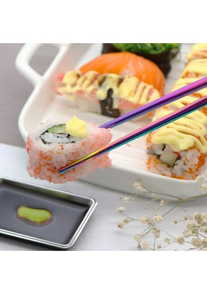 Gül Altın 304 Paslanmaz Çelik Metal Çubuklarını Sofra 1 Çift Kaymaz Çin Chopstick Suşi Çubukları Sofra Takımı Mutfak Aksesuarları (Yurt Dışından)