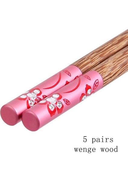 C Wenge Ahşap 5 Çift 5 Çift Yüksek Kaliteli Çin Çubuklarını El Yapımı Doğal Wengewood Çubuklarını Set Sandal Ağacı Sofra Çubuklarını Çatal Bıçak Kaşık Seti (Yurt Dışından)