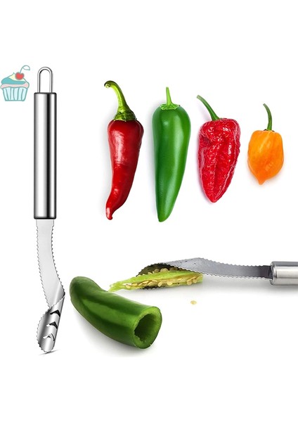 Taşınabilir Biber Tartı Paslanmaz Çelik Deseeder Kabak Salatalık Biber Çekirdek Sökücü Tırtıklı Kenarlı Özel Gadget Mutfak (Yurt Dışından) fiyatları