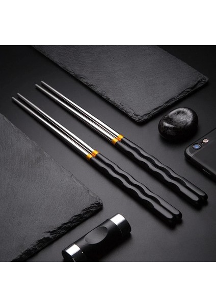 C-5pairs 5 Çift / Takım Yeniden Kullanılabilir Kaymaz Paslanmaz Çelik Çubuklarını Sofra Yemek Japon Chopstick Suşi Yemek Çubukları (Yurt Dışından)