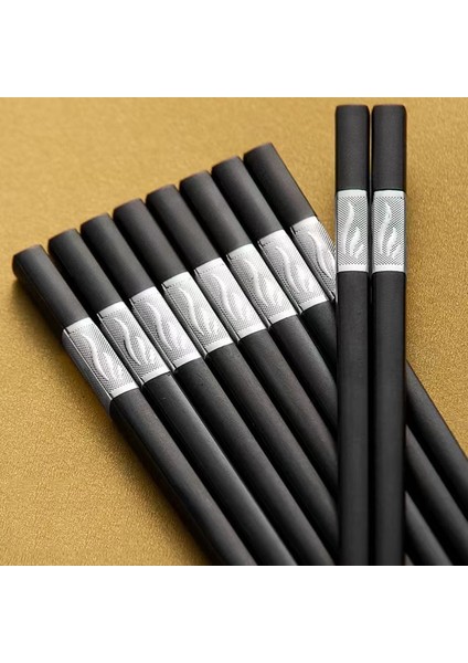 5 Çift Ye 5 Çift Çin Yemek Çubukları Gıda Sınıfı Plastik + Alaşım Gıda Sopa Kaymaz Yeniden Kullanılabilir Yemek Çubukları Suşi Sofra (Yurt Dışından)