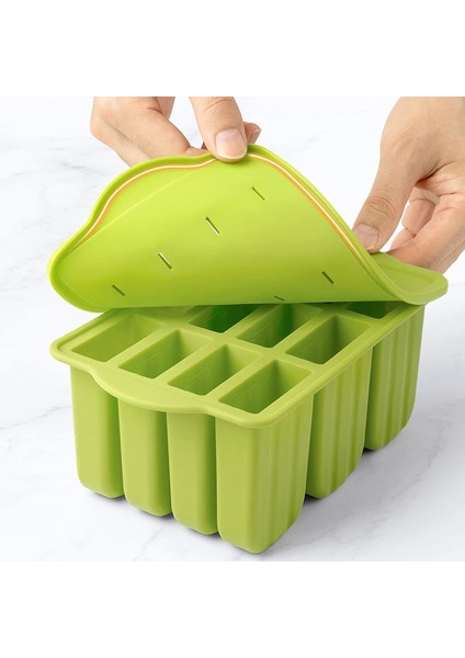 Mavi Opp 12 Kavite Gıda Sınıfı Silikon Dondurma Kalıp Kapaklı Dıy Popsicle Kutusu Lolly Kalıp Tatlı Buz Küpü Tepsi Makinesi Mutfak Aletleri (Yurt Dışından)