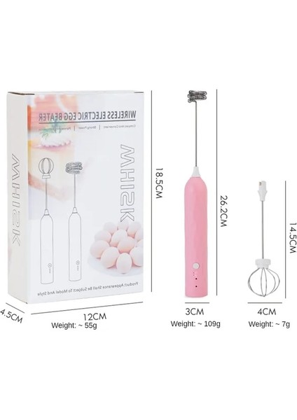 Pembe Çok Fonksiyonlu Elektrikli Süt Köpürtücü Çırpma Yumurta Çırpıcı Kablosuz Kahve Süt Çay Mikser Çalkalayıcı USB Şarj Edilebilir El Köpürtücü (Yurt Dışından)
