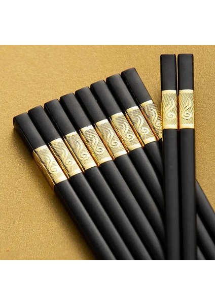 5 Çift Yı 5 Çift Çin Yemek Çubukları Gıda Sınıfı Plastik + Alaşımlı Gıda Sopa Kaymaz Yeniden Kullanılabilir Çubuklarını Suşi Sofra (Yurt Dışından)