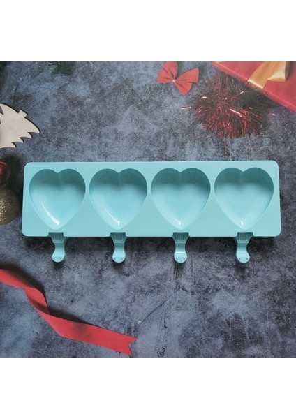 012 Mavi Dondurma Kalıp Kalp Şekli Silikon Popsicle Formu Makinesi Buz Lolly Kalıpları Buz Küpü Tepsi Parti Bar Dekorasyonu Için Fondan Kalıpları (Yurt Dışından)