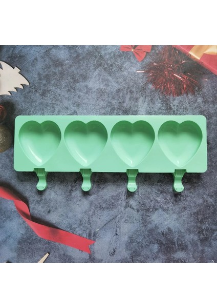 012 Mavi Dondurma Kalıp Kalp Şekli Silikon Popsicle Formu Makinesi Buz Lolly Kalıpları Buz Küpü Tepsi Parti Bar Dekorasyonu Için Fondan Kalıpları (Yurt Dışından)