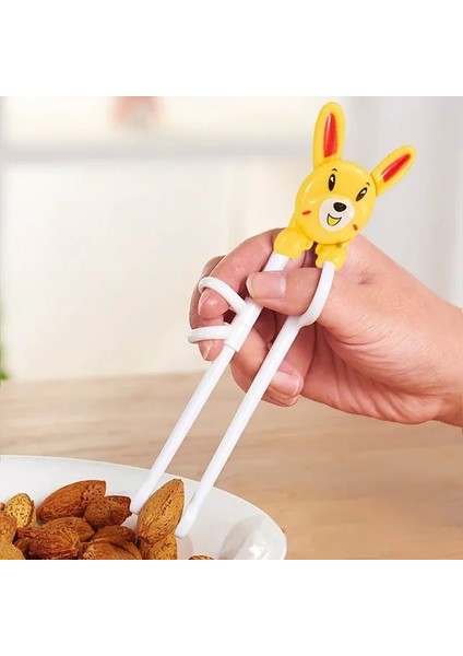 Sarı Öğrenme Eğitim Çubuklarını Plastik Acemi Çubuklarını Çocuk Eğitim Yardımcısı Taşınabilir Çocuk Yemek Takımı (Yurt Dışından)