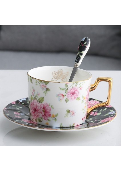 20 Lüks Kemik Çini Kahve Fincan Tabağı Kaşık Ingiliz Porselen Çay Tumbler Boyalı Çiçek Kuş Seramik Cafe Kupa Drinkware Hediye (Yurt Dışından)