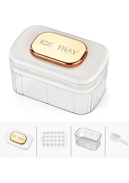 24 Buz Beyazı Pres Tipi Buz Küpü Makinesi Buz Kutusu Tepsisi Gıda Sınıfı Silikon Mutfak Gadget Buz Kovası Bira Kahve Için Buz Topu Kalıbı Hızlı Dondurma (Yurt Dışından)