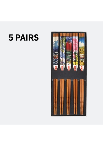 5 Paırs-K 5 Pairs Japon Çubuklarını Suşi Kaymaz Gıda Çubukları Çubuklarını Yeniden Kullanılabilir Çin Çubuklarını Sofra Hediye Mutfak Aletleri (Yurt Dışından)