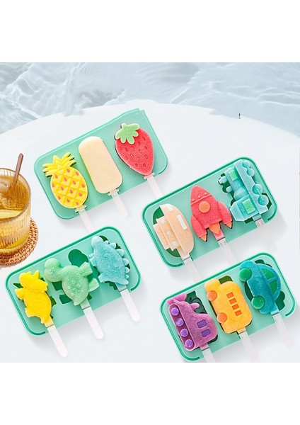 G Silikon Dondurma Kalıp Kapaklı ve Sopalarla Dıy Popsicle Kalıp Artefakt Meyve Hayvan Şekli Yüksek Kaliteli Pasta Kalıp Mutfak Aracı (Yurt Dışından) fiyatları