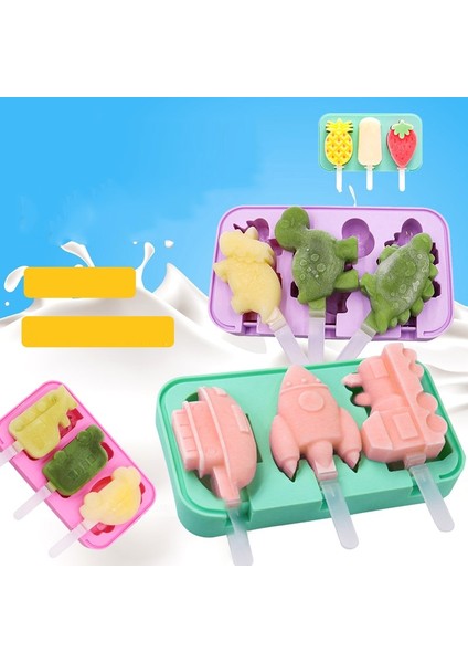G Silikon Dondurma Kalıp Kapaklı ve Sopalarla Dıy Popsicle Kalıp Artefakt Meyve Hayvan Şekli Yüksek Kaliteli Pasta Kalıp Mutfak Aracı (Yurt Dışından) indirimleri