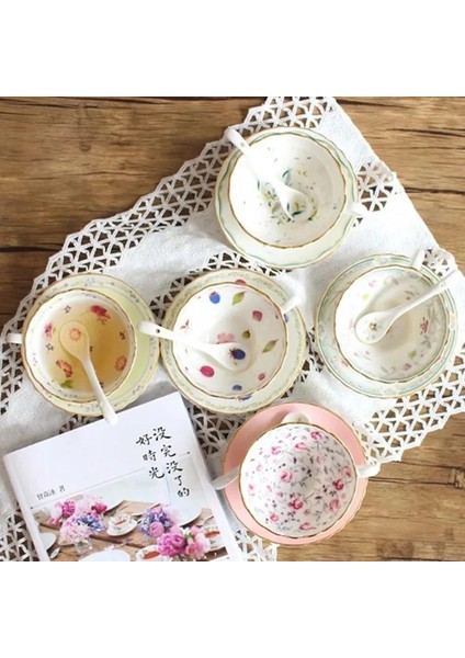 Stil E 160ML Seramik Kahve Fincanı Seti Avrupa Tarzı Kemik Çini Siyah Çay Bardağı Tabağı Küçük Lüks Ev Bayanlar Öğleden Sonra Çay Bardağı Çiçek Çay Seti (Yurt Dışından)
