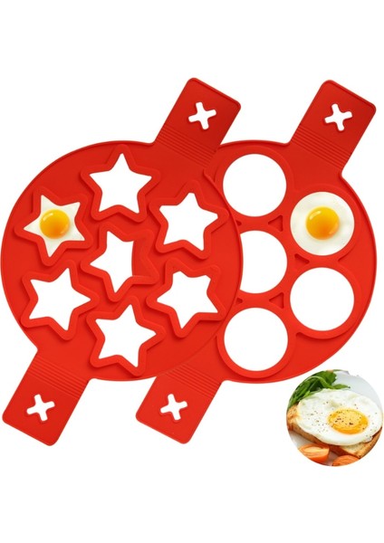 Kırmızı Kalp Şekli Silikon Gözleme Kalıpları Çok Delikli Gözleme Kalp Şeklinde Yuvarlak Yıldız 7 Delikli Kalıp Yapışmaz Omlet Kızarmış Yumurta Kalıp Pişirme Aracı (Yurt Dışından) fiyatları