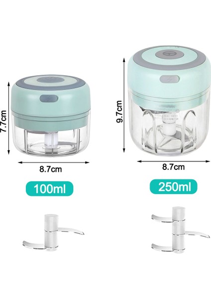 Set A Plus 100/250ML Mini Elektrikli Sarımsak Ezici Kıyıcı Kesici Zencefil Ezici Makinesi Mutfak Gıda Kırıcı Biber Sebze USB Şarj (Yurt Dışından)