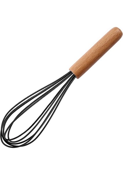 Siyah Silikon Yumurta Çırpıcı Çırpma Ahşap Saplı Mutfak El Yumurta Çırpıcı Alet Mutfak Gereçleri Pişirme Aksesuarları (Yurt Dışından)