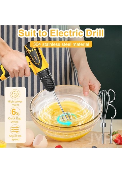 C Paslanmaz Çelik Yumurta Çırpıcı Çırpma El Mikseri Matkap Için Uygun Elektrikli Mikser Krem Hamur Çırpma Mikser Pişirme Mutfak Aksesuarları (Yurt Dışından)