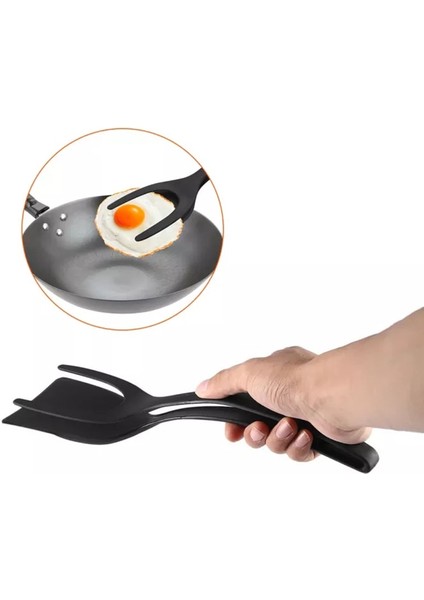 Kırmızı Silikon Çok Fonksiyonlu 2 In 1 Yapışmaz Kızarmış Yumurta Çeviriciler Yumurta Spatula Pizza Biftek Çevirme Kürek Kızartma Mutfak Gereçleri (Yurt Dışından)