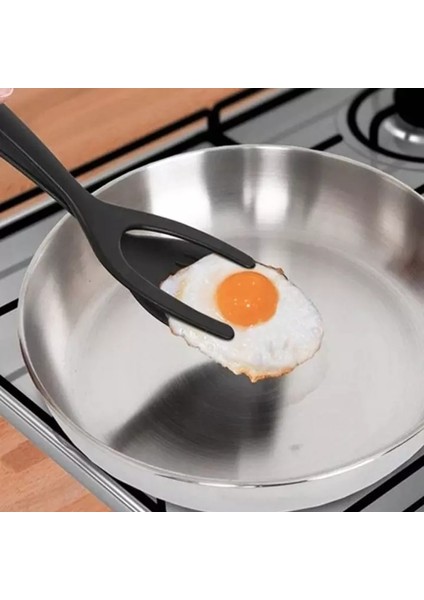 Kırmızı Silikon Çok Fonksiyonlu 2 In 1 Yapışmaz Kızarmış Yumurta Çeviriciler Yumurta Spatula Pizza Biftek Çevirme Kürek Kızartma Mutfak Gereçleri (Yurt Dışından)
